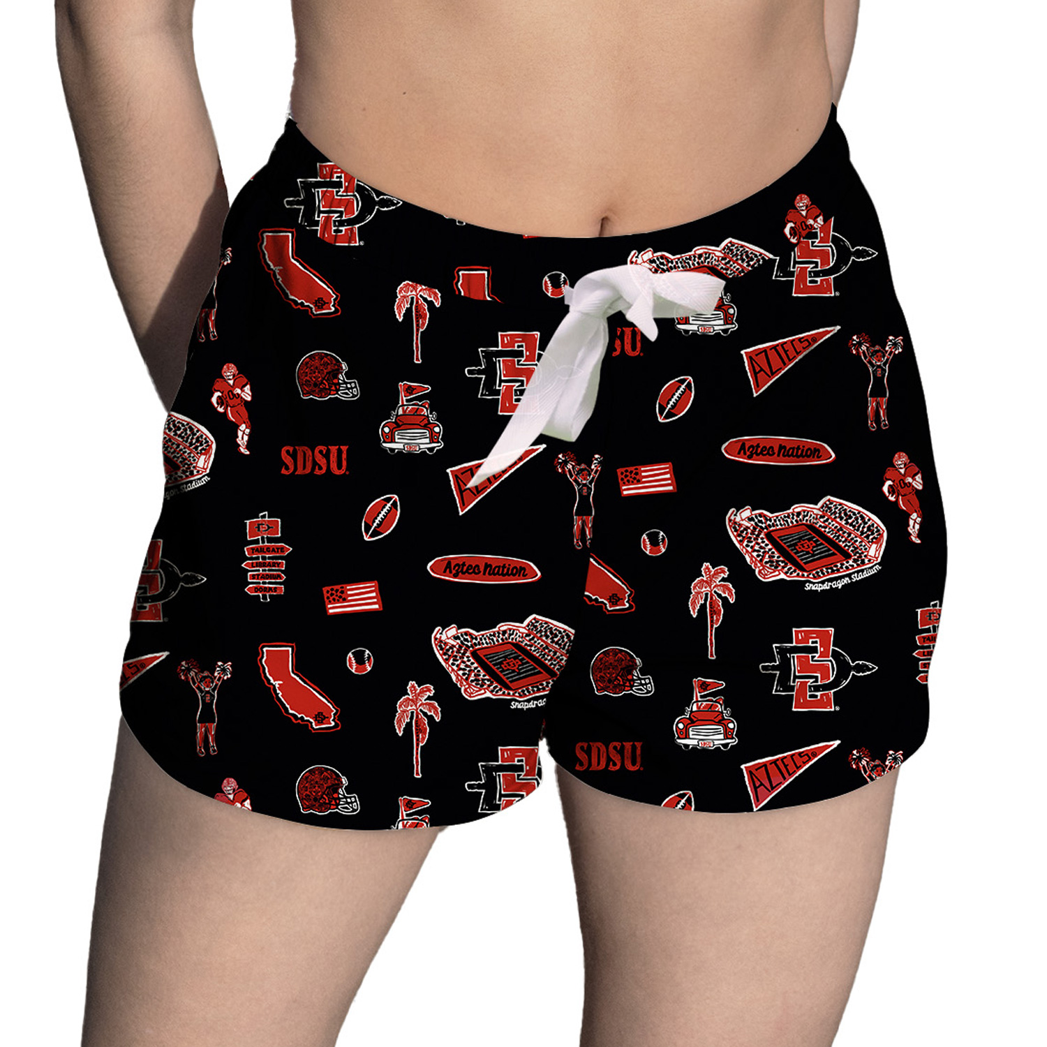 Women's Vive La Fete Black San Diego State Aztecs Impressions Artwork Lounge Shorts