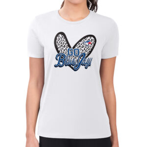 Women's G-III 4Her by Carl Banks White Toronto Blue Jays Leopard Heart Fitted T-Shirt