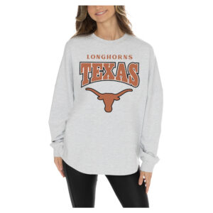Women's Gameday Couture  Ash Texas Longhorns Relaxed Fit French Terry Pullover Sweatshirt