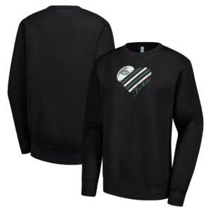 Women's G-III 4Her by Carl Banks Black New York Jets Heart Fleece Tri-Blend Pullover Sweatshirt