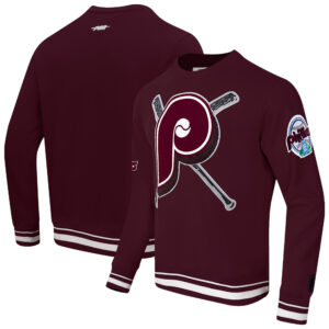 Women's Pro Standard Burgundy Philadelphia Phillies Retro Mash Up Fleece Pullover Sweatshirt