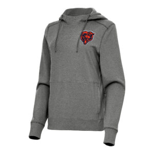 Women's Antigua  Heather Black Chicago Bears Justice Pullover Hoodie