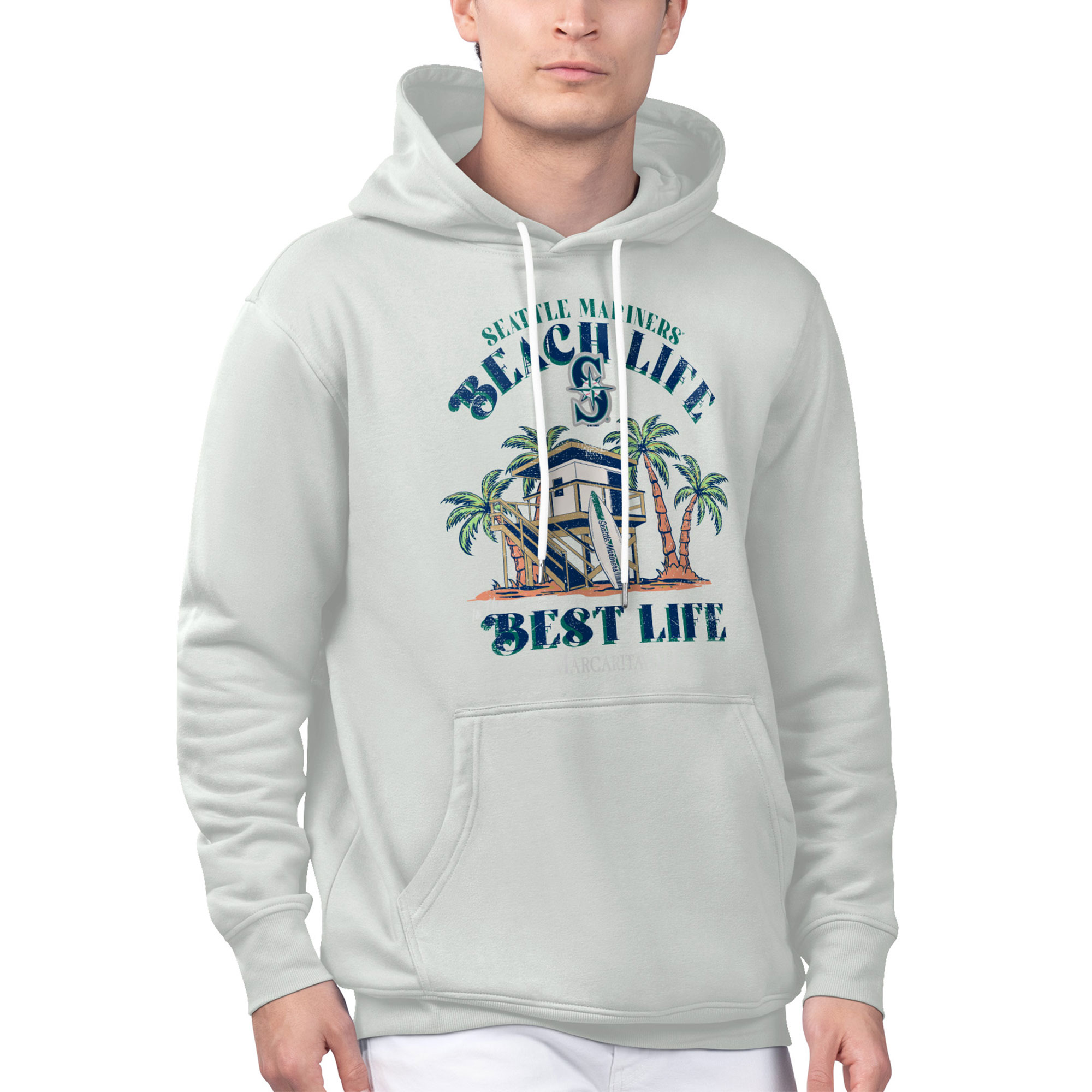 Men's Margaritaville Silver Seattle Mariners Beach Hut Graphic Pullover Hoodie