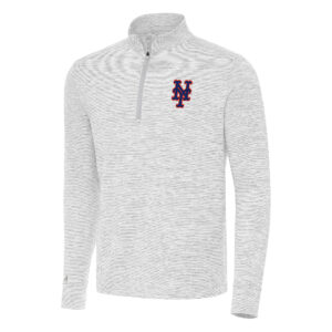 Men's Antigua Gray/White New York Mets Cause Quarter-Zip Top