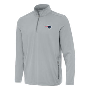 Men's Antigua  Gray New England Patriots Perilous Quarter-Zip Pullover Top