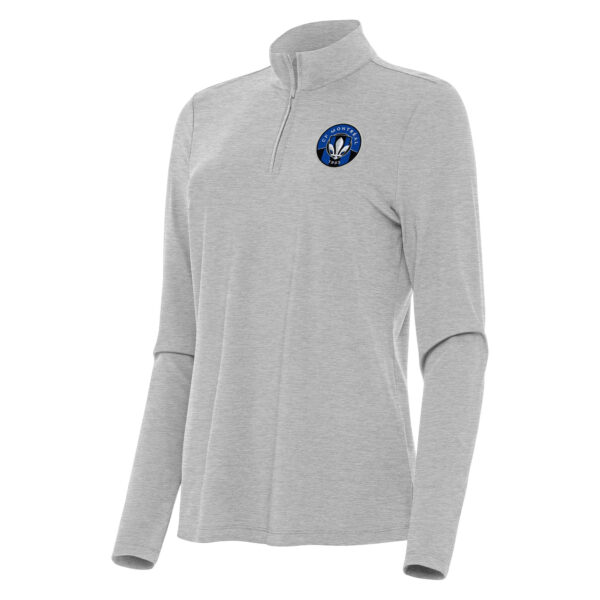 Women's Antigua Heather Gray CF Montreal Bright Quarter-Zip Top