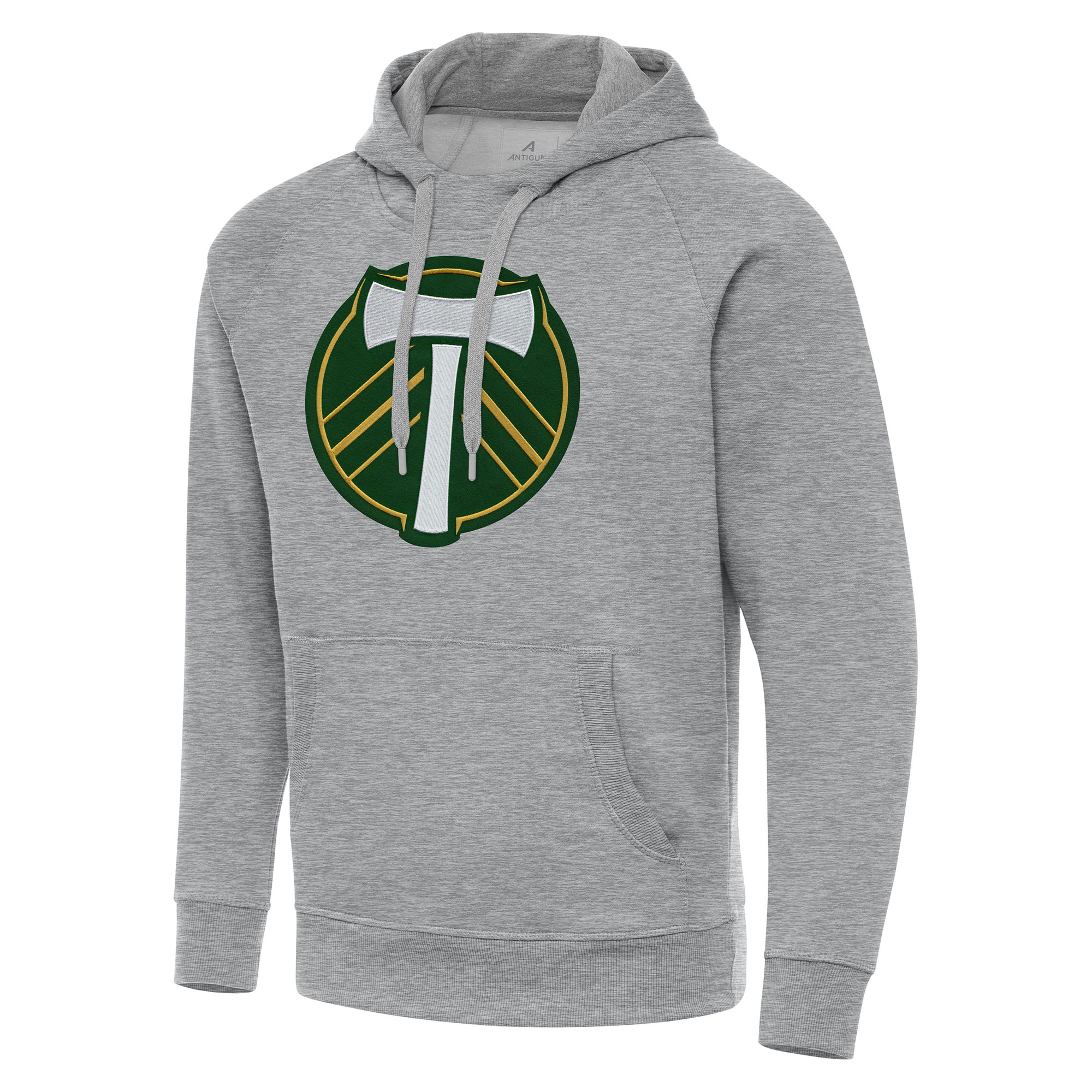 Men's Antigua Heather Gray Portland Timbers Big & Tall Team Crest Victory Raglan Pullover Hoodie