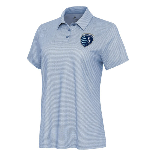 Women's Antigua White/Sky Blue Sporting Kansas City Rings Polo