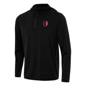 Men's Antigua Heather Black St. Louis City SC Tidy Quarter-Zip Hoodie