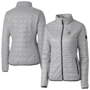 Women's Cutter & Buck Gray New Orleans Saints Rainier PrimaLoft Eco Insulated Full-Zip Puffer Jacket