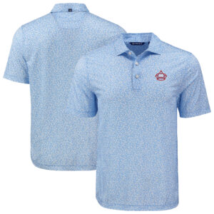 Men's Cutter & Buck Light Blue Miami Marlins Pike Eco Flora Print Recycled Polo