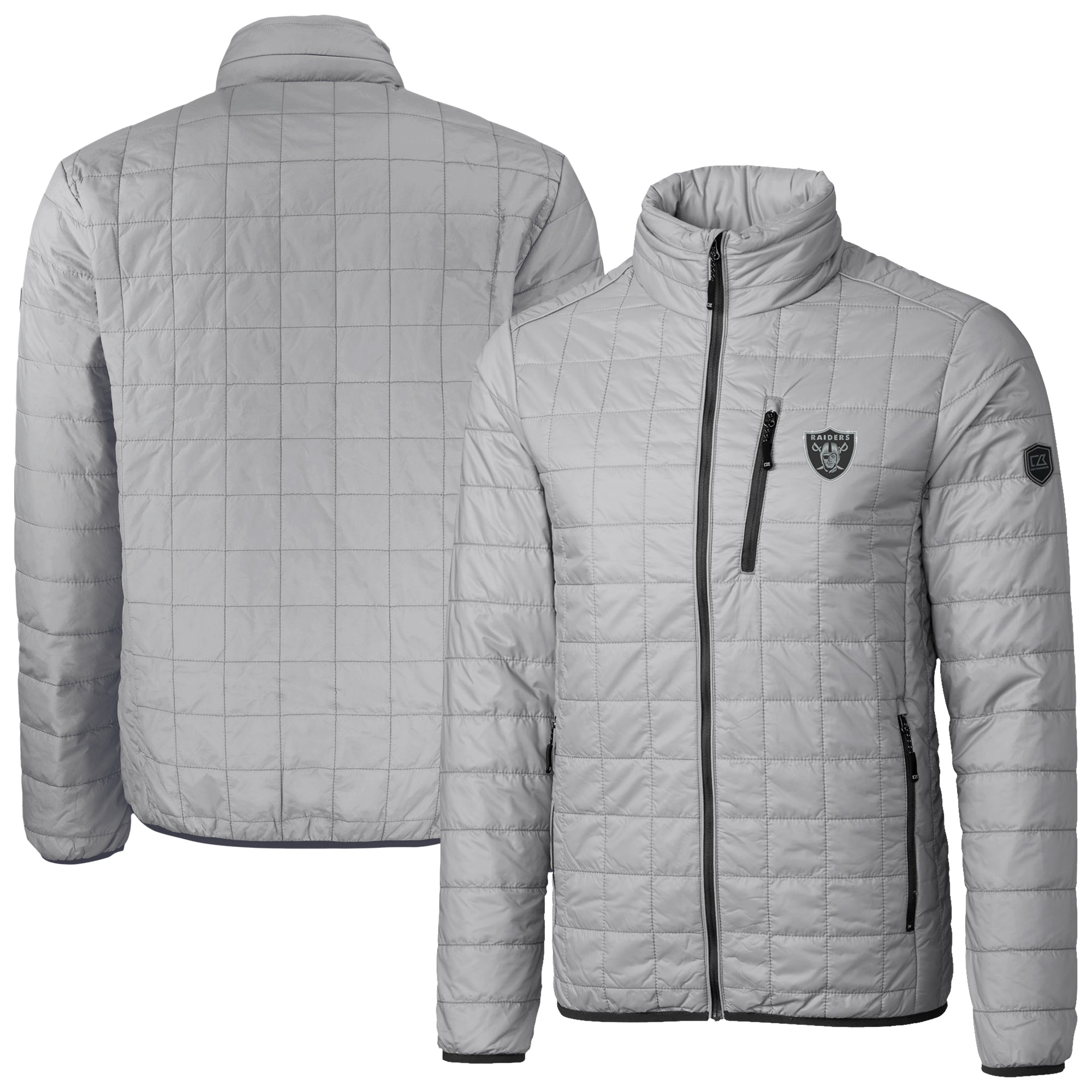 Men's Cutter & Buck Gray Las Vegas Raiders Rainier PrimaLoft Eco Insulated Full-Zip Puffer Jacket - Image 5