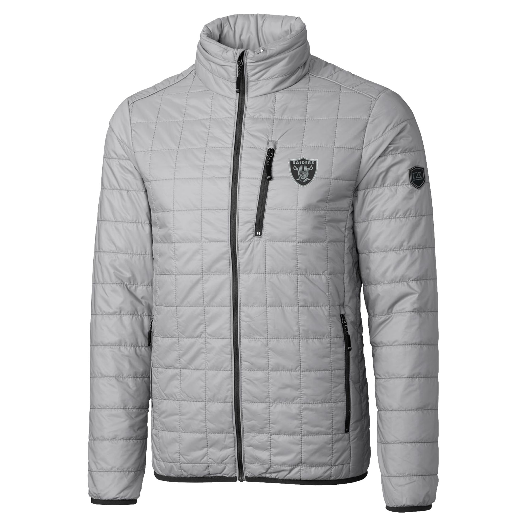 Men's Cutter & Buck Gray Las Vegas Raiders Rainier PrimaLoft Eco Insulated Full-Zip Puffer Jacket - Image 3