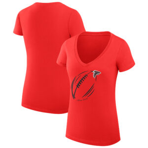 Women's G-III 4Her by Carl Banks Red Atlanta Falcons Subtle Football Fitted V-Neck T-Shirt
