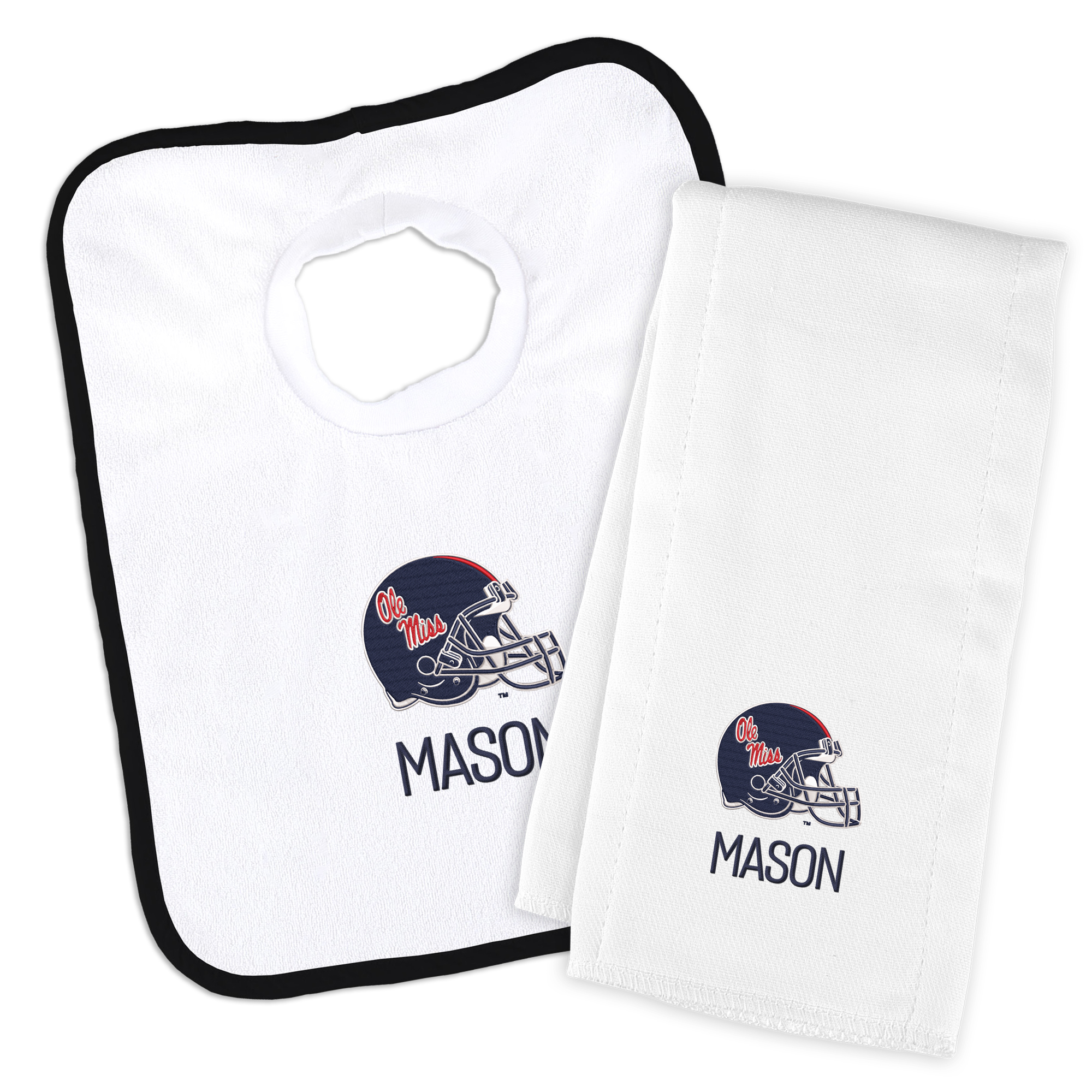 Infant Chad & Jake Ole Miss Rebels Team Personalized Bib & Burp Cloth Set