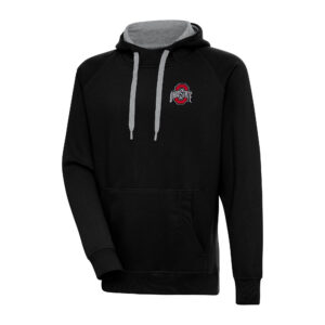 Men's Antigua Black Ohio State Buckeyes Big & Tall Victory Pullover Hoodie