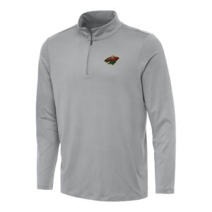 Men's Antigua Gray Minnesota Wild Reprocess Quarter-Zip Top