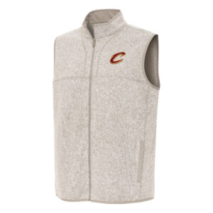 Men's Antigua Oatmeal Cleveland Cavaliers Fortune Full-Zip Vest
