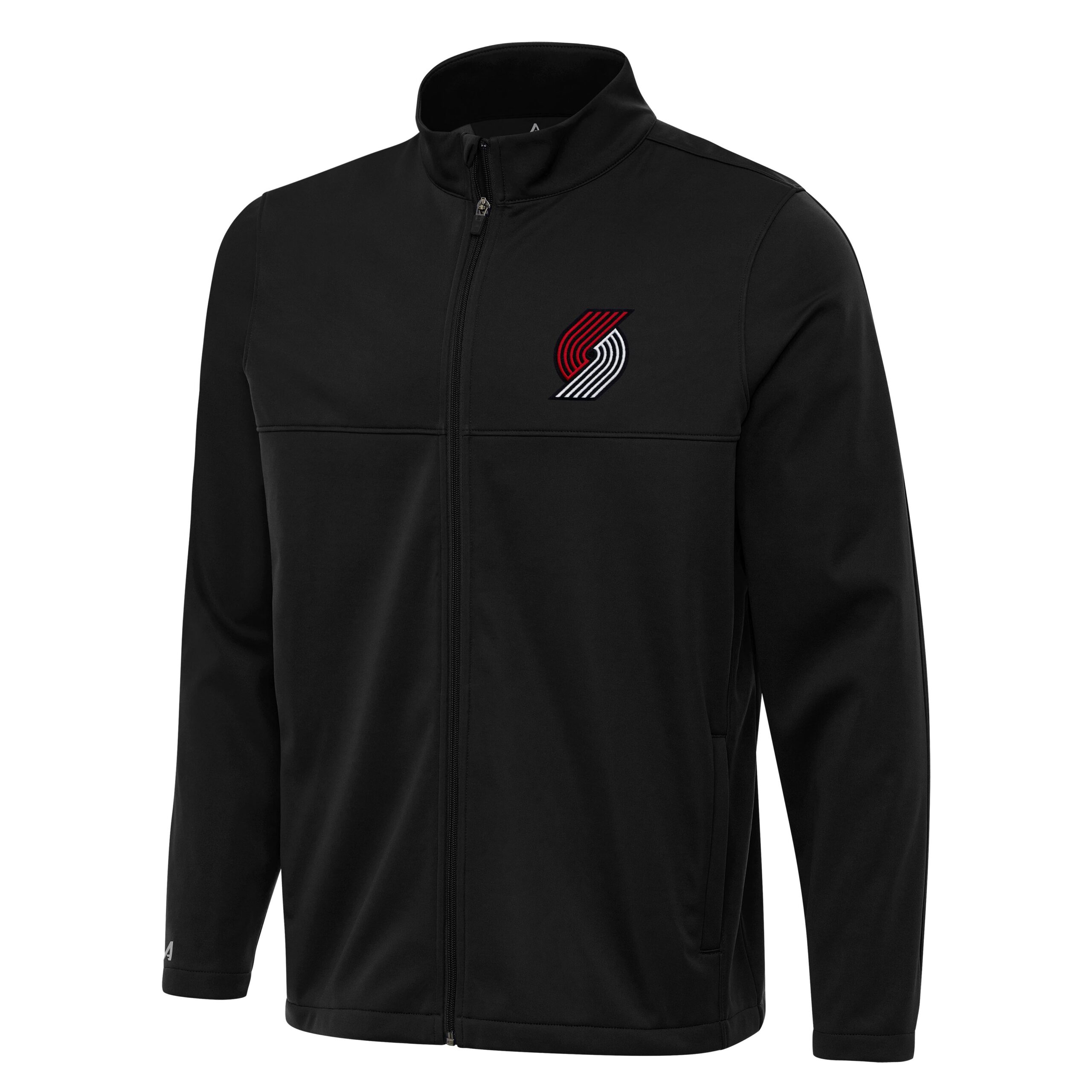Men's Antigua Black Portland Trail Blazers Links 2 Full-Zip Golf Jacket
