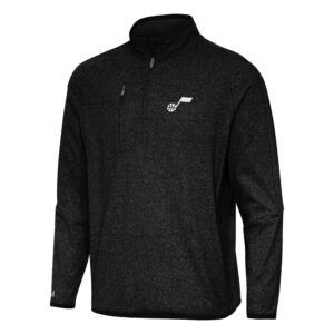 Men's Antigua Heather Black Utah Jazz Certain Quarter-Zip Tri-Blend Sweatshirt
