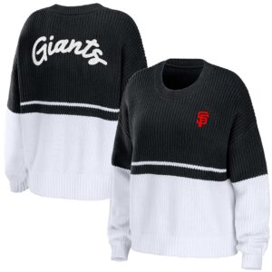 Women's WEAR by Erin Andrews Black/White San Francisco Giants Chunky Pullover Sweatshirt