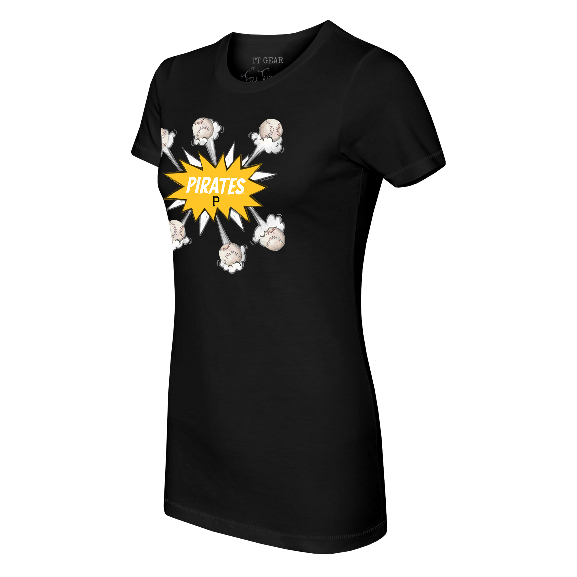 Women's Tiny Turnip Black Pittsburgh Pirates Baseball Pow T-Shirt - Image 3