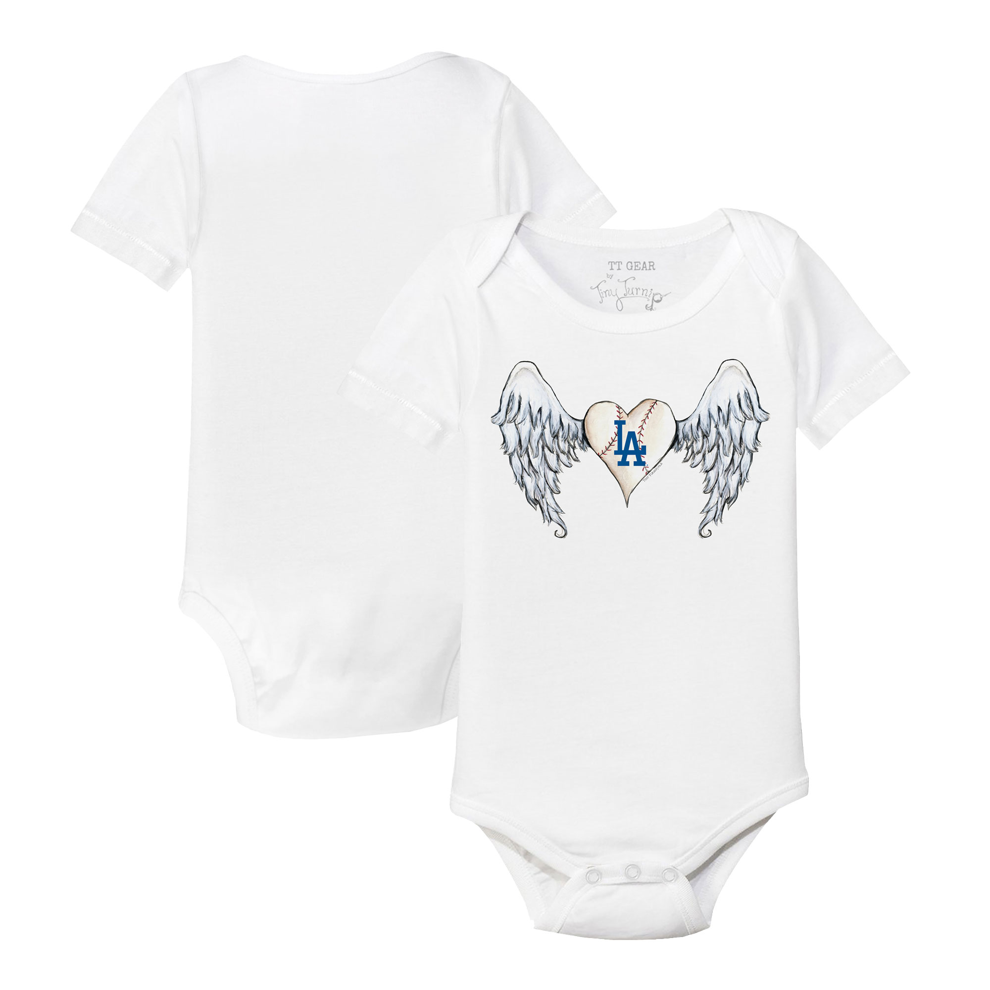 Infant Tiny Turnip White Los Angeles Dodgers Angel Wings Bodysuit