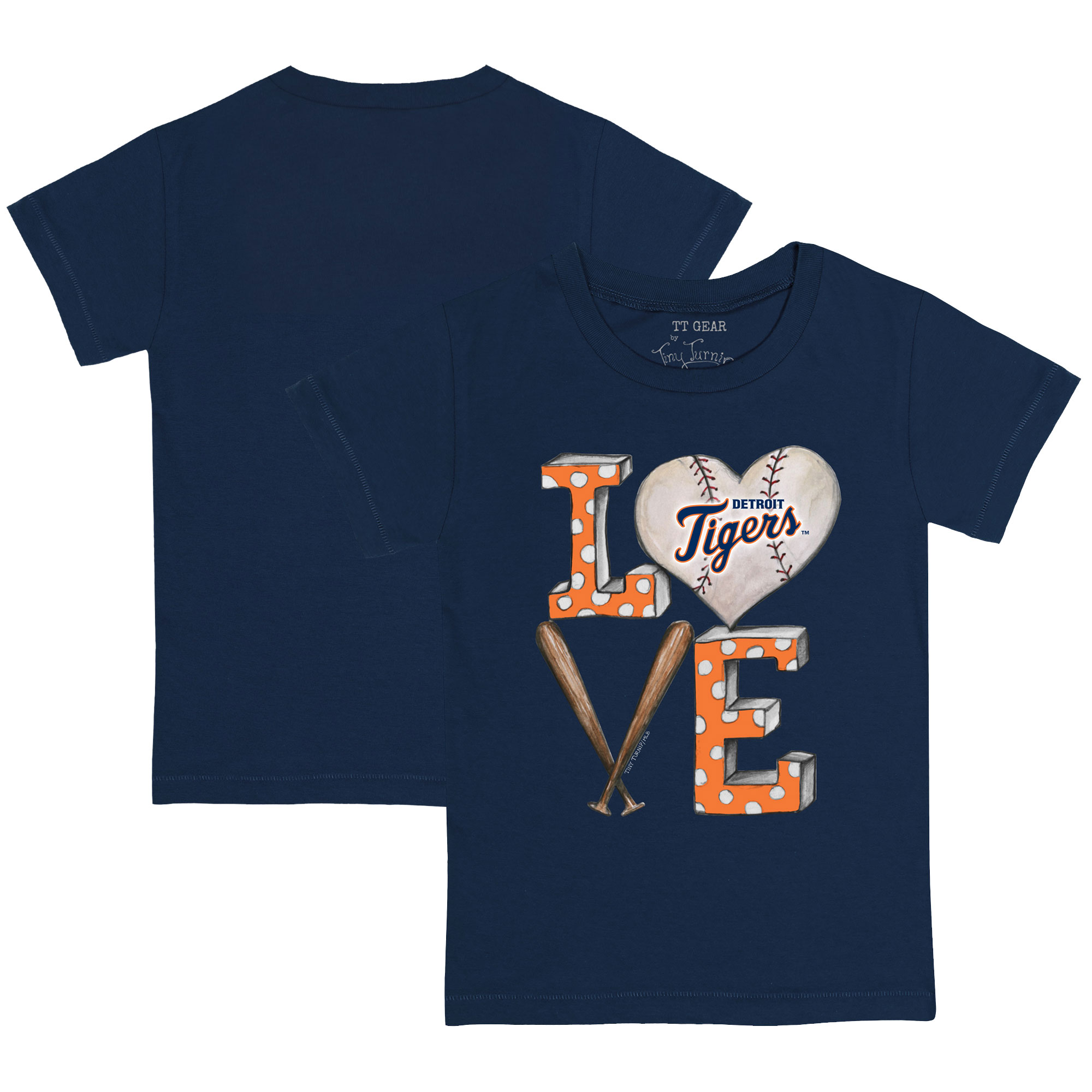 Youth Tiny Turnip Navy Detroit Tigers Baseball Love T-Shirt