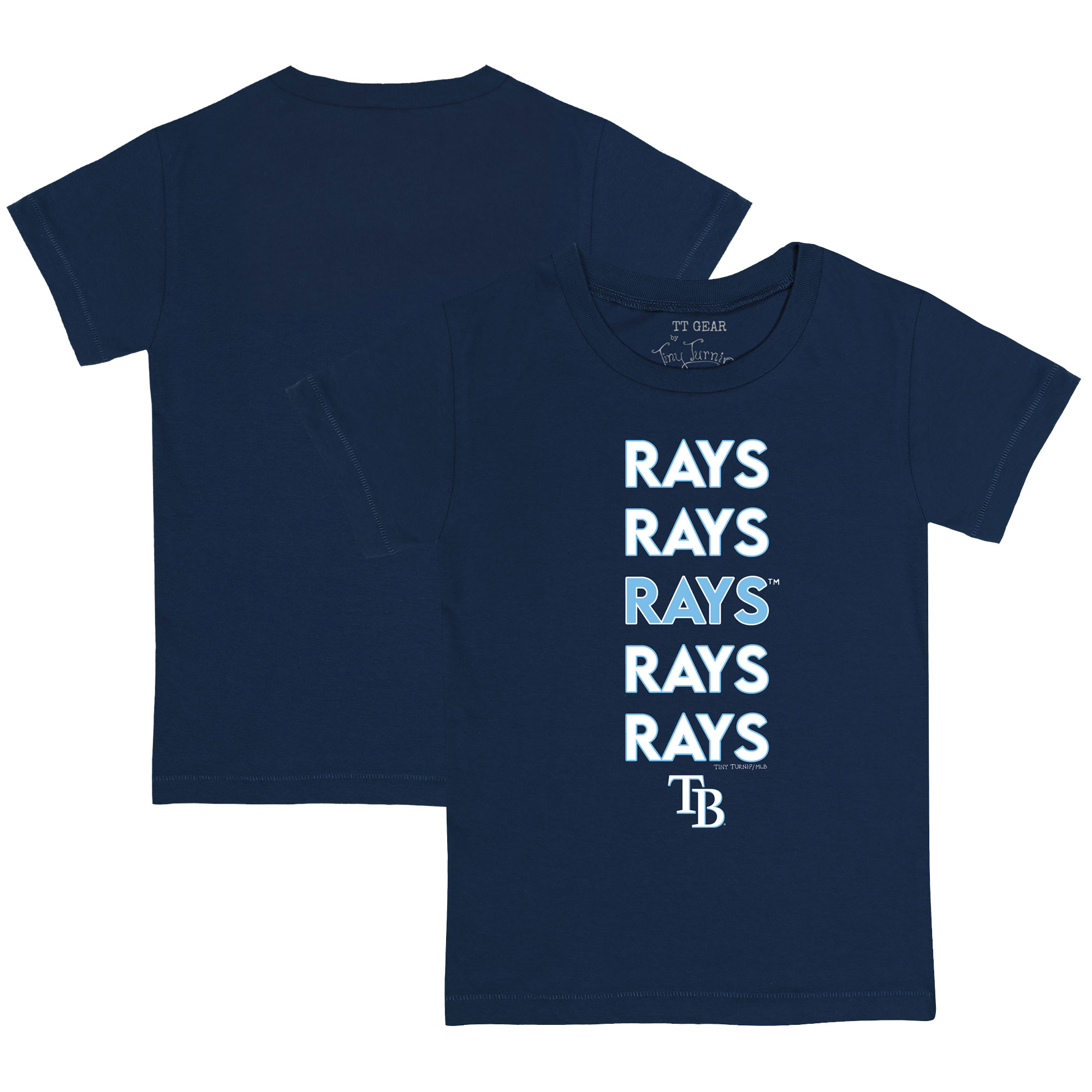 Youth Tiny Turnip Navy Tampa Bay Rays Stacked T-Shirt
