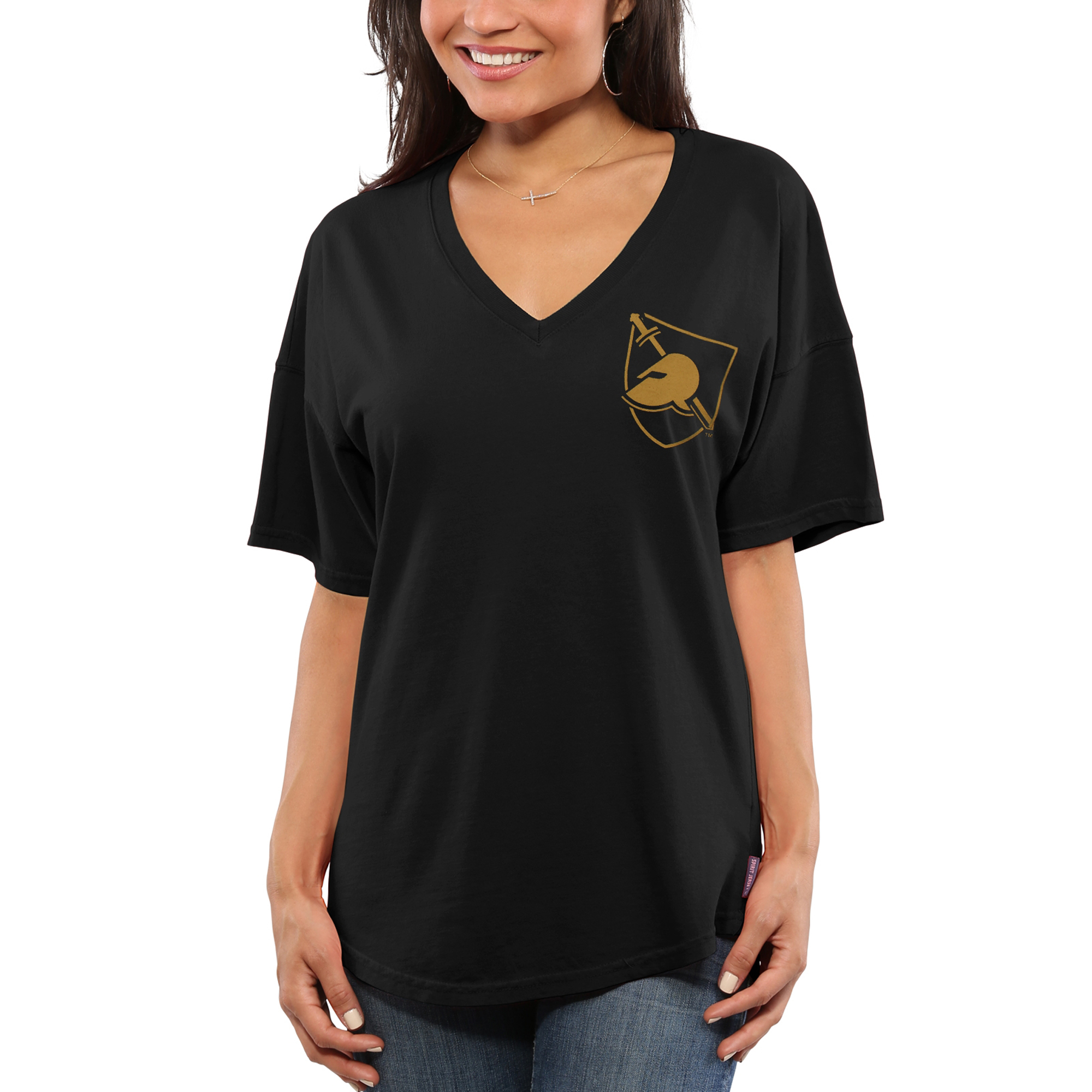 Women's Black Army Black Knights Spirit Jersey Oversized T-Shirt - Image 4