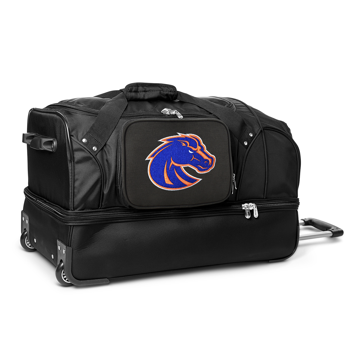 MOJO Boise State Broncos Black 27'' 2-Wheel Drop Bottom Rolling Duffel Bag