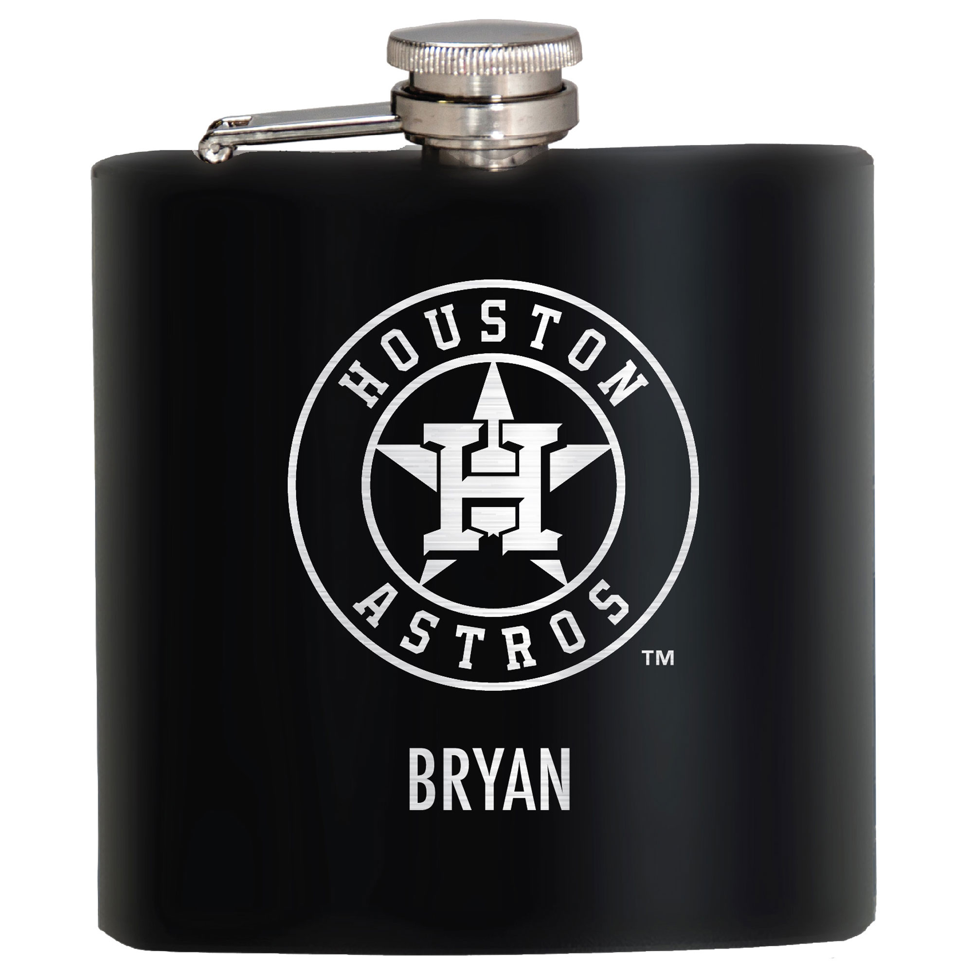 Black Houston Astros 6oz. Personalized Stealth Hip Flask - Image 4