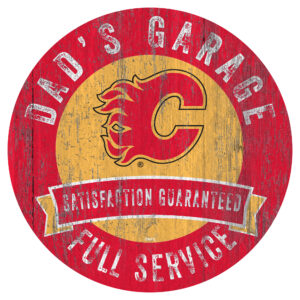 Calgary Flames 12" Dad's Garage Wood Sign