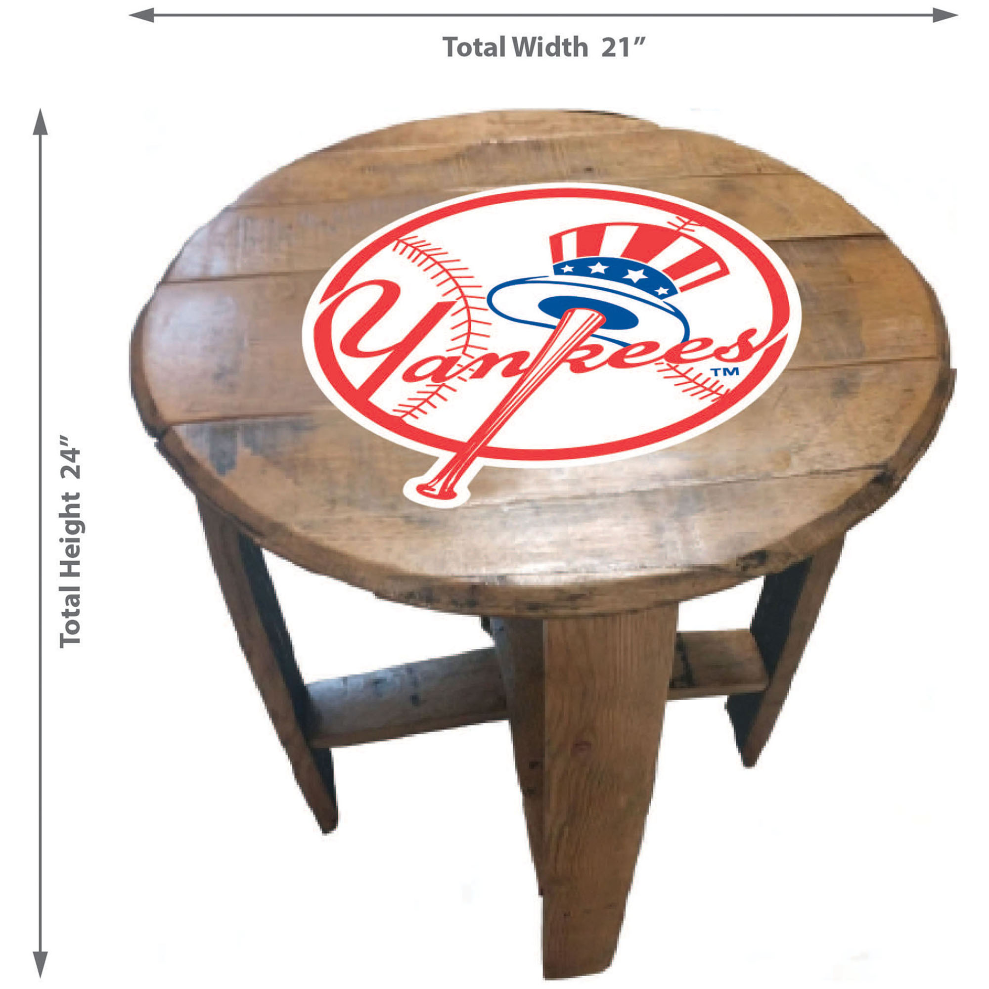 Imperial New York Yankees Oak Barrel Table - Image 3