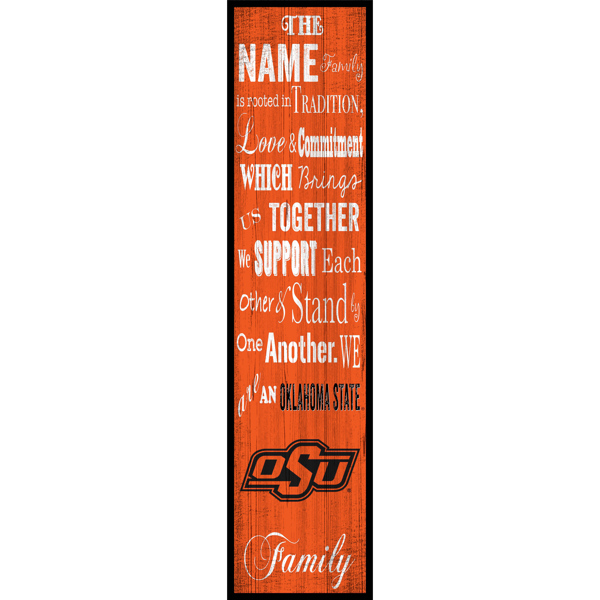 Oklahoma State Cowboys 6'' x 24'' Personalized Family Banner Sign