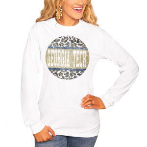 Women's White Georgia Tech Yellow Jackets Scoop & Score Long Sleeve T-Shirt