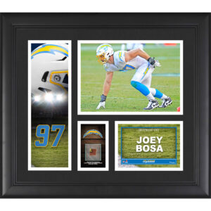 Joey Bosa Los Angeles Chargers Framed 15" x 17" Player Collage with a Piece of Game-Used Football