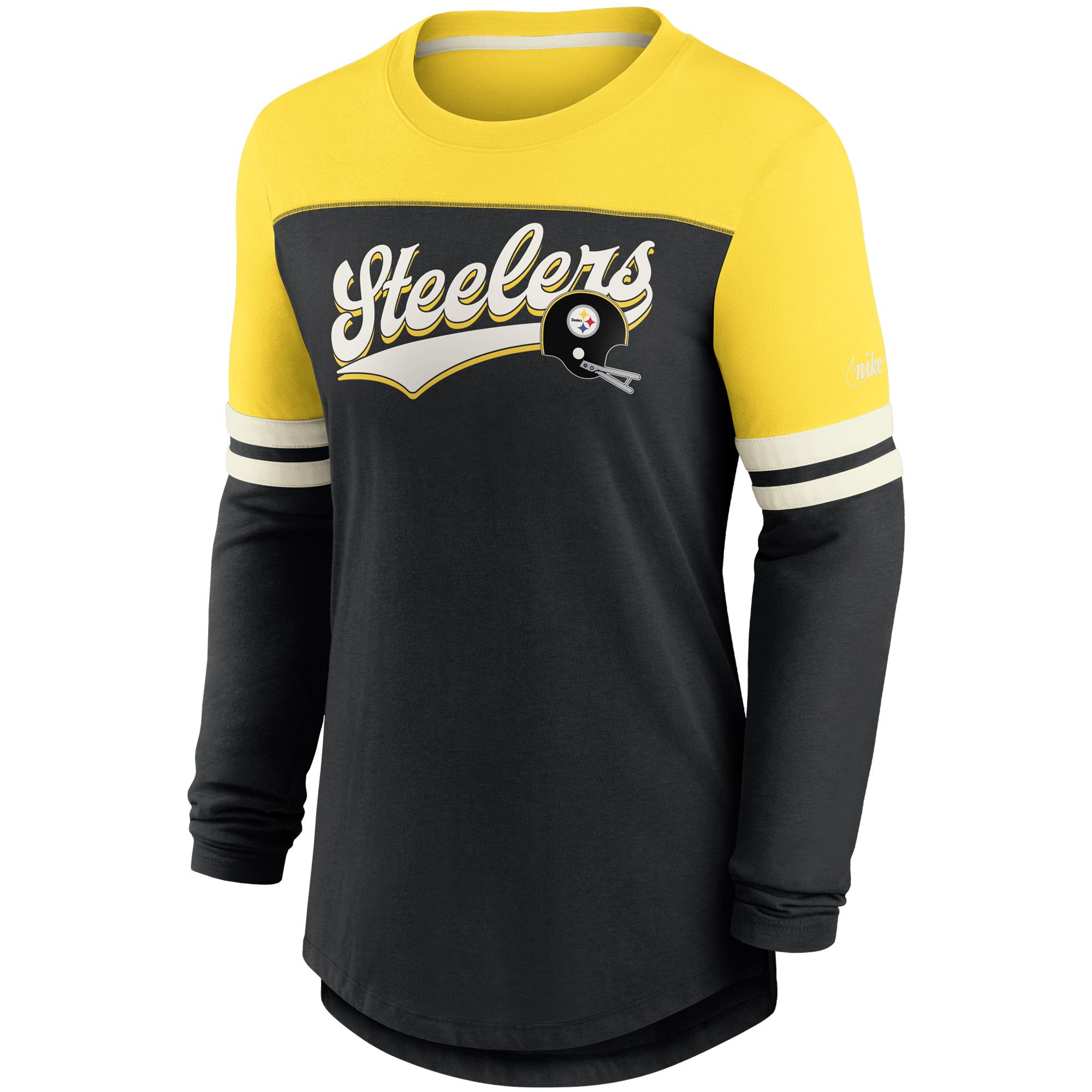 Women's Nike Black/Gold Pittsburgh Steelers Retro Script Performance Tri-Blend Long Sleeve T-Shirt - Image 6