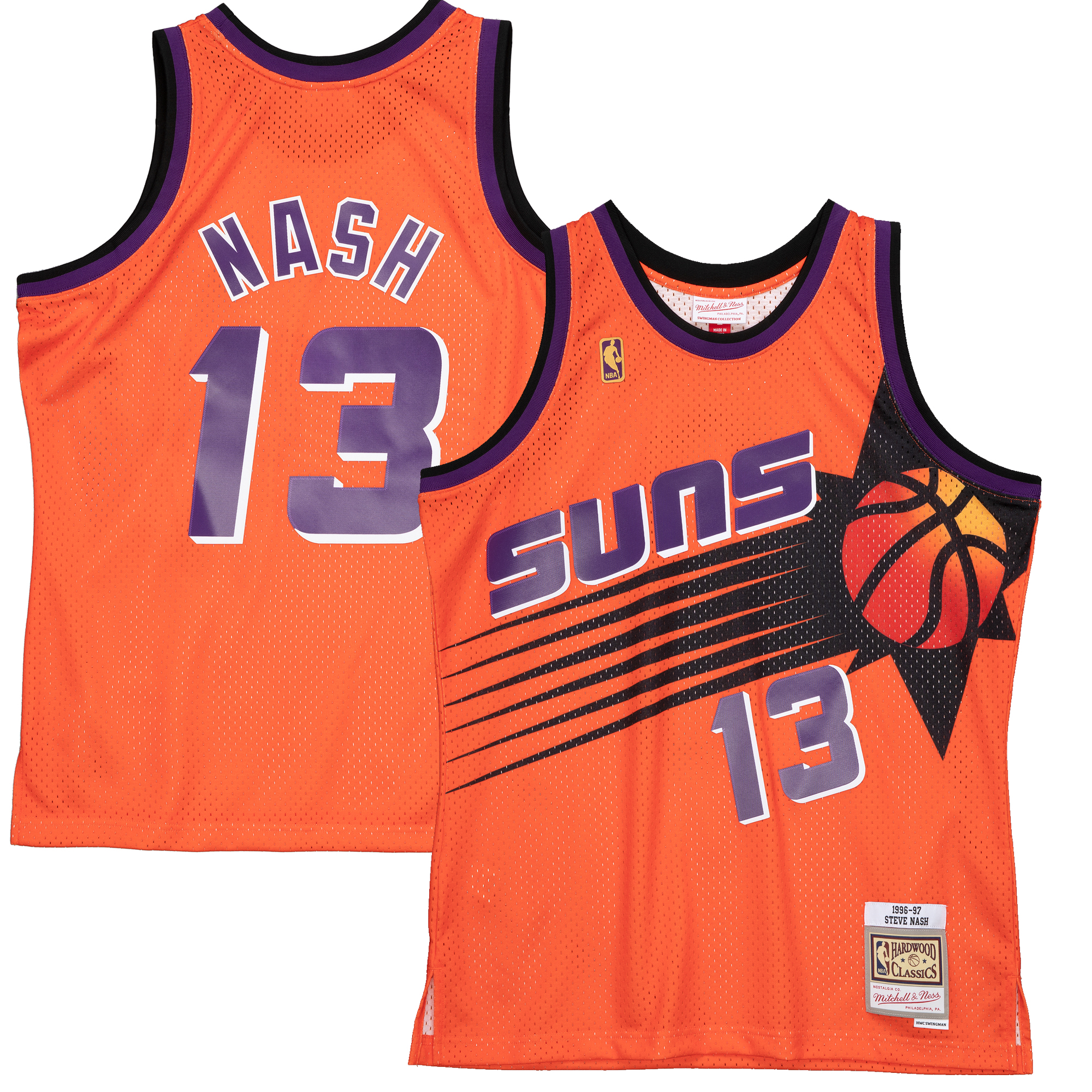 Men's Mitchell & Ness Steve Nash Orange Phoenix Suns 1996-97 Hardwood Classics Reload 2.0 Swingman Jersey - Image 2