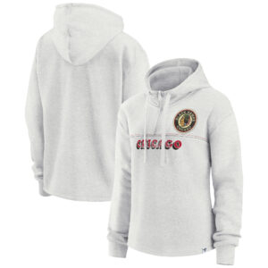 Women's Fanatics Ash Chicago Blackhawks True Classics Legacy Quarter-Zip Hoodie