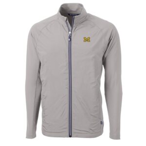 Men's Cutter & Buck Gray Michigan Wolverines Adapt Eco Knit Full-Zip Jacket