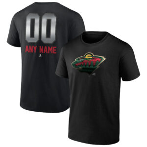 Men's Black Minnesota Wild Personalized Midnight Mascot Logo T-Shirt