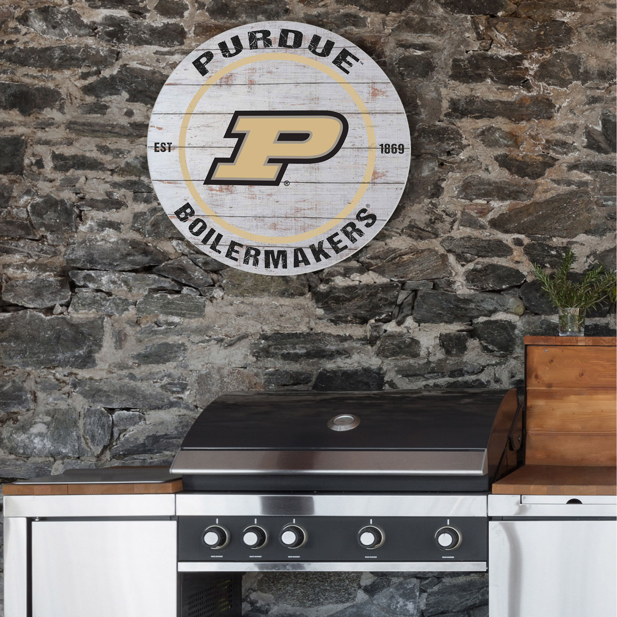 Purdue Boilermakers 20'' x 20'' Indoor/Outdoor Weathered Circle Sign - Image 5