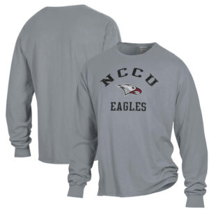 Men's ComfortWash Gray North Carolina Central Eagles Arch Logo Garment Dyed Long Sleeve T-Shirt