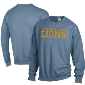 Men's ComfortWash Steel Blue College of New Jersey Lions Stack Garment Dyed Crewneck Pullover Sweatshirt