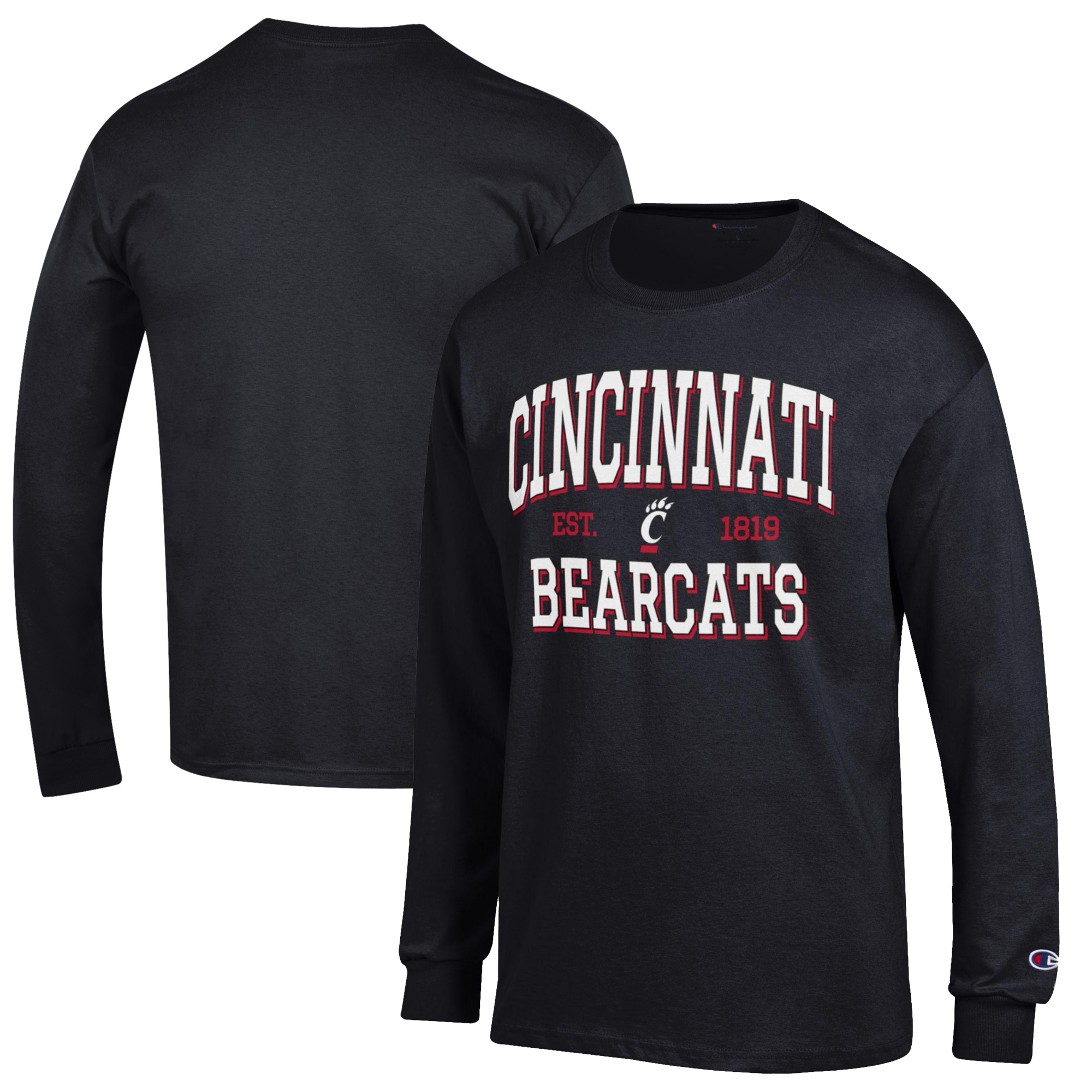 Men's Champion Black Cincinnati Bearcats Jersey Est. Date Long Sleeve T-Shirt