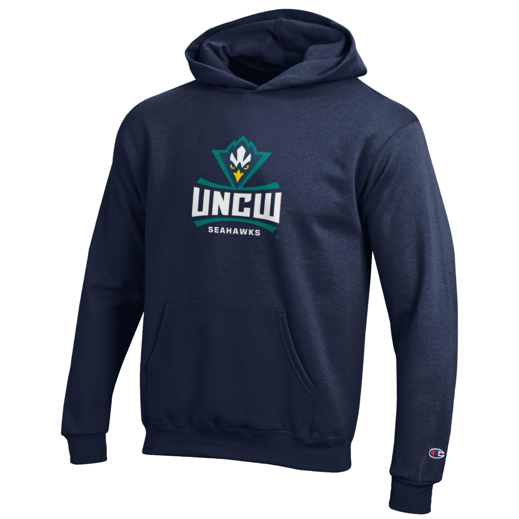 Youth Champion Navy UNC Wilmington Seahawks Eco Powerblend Pullover Hoodie - Image 3