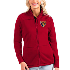 Women's Antigua Red Florida Panthers Links Full-Zip Golf Jacket