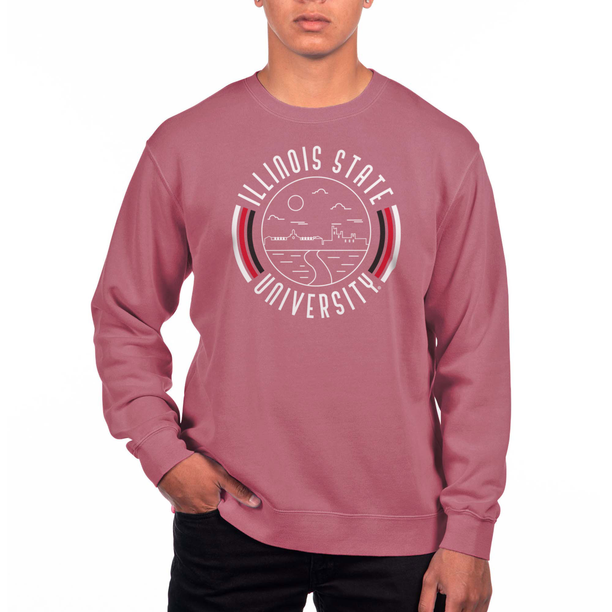 Men's Uscape Apparel Maroon Illinois State Redbirds Pigment Dyed Fleece Crew Neck Sweatshirt
