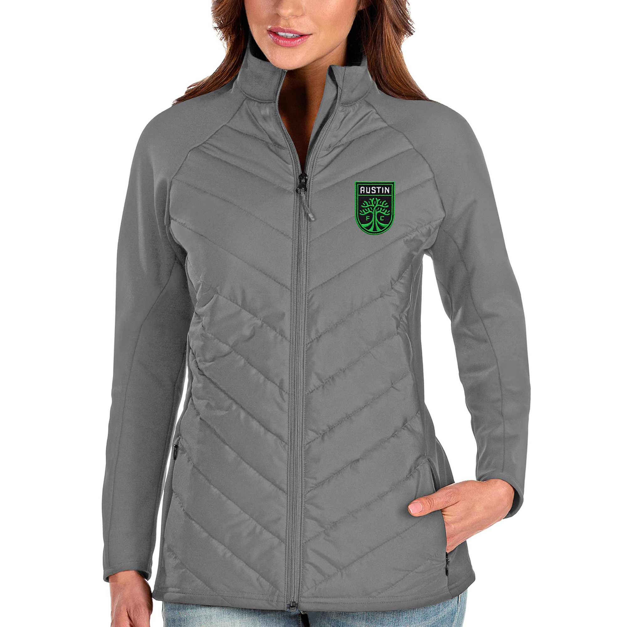 Women's Antigua Steel Austin FC Altitude Full-Zip Jacket